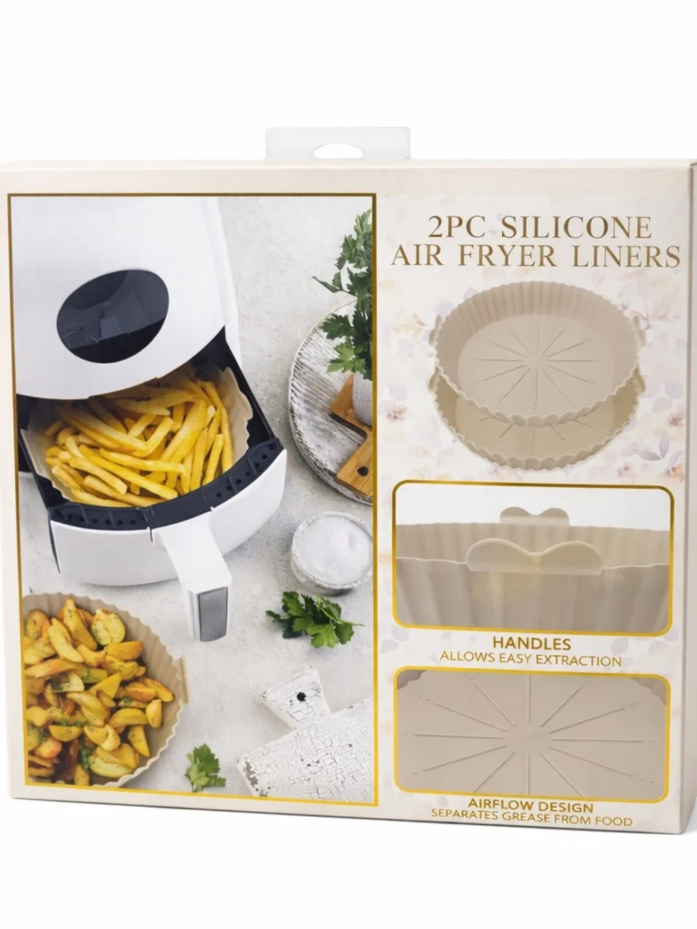 Silicone Air Fryer Liners — Gold, 2-Pack